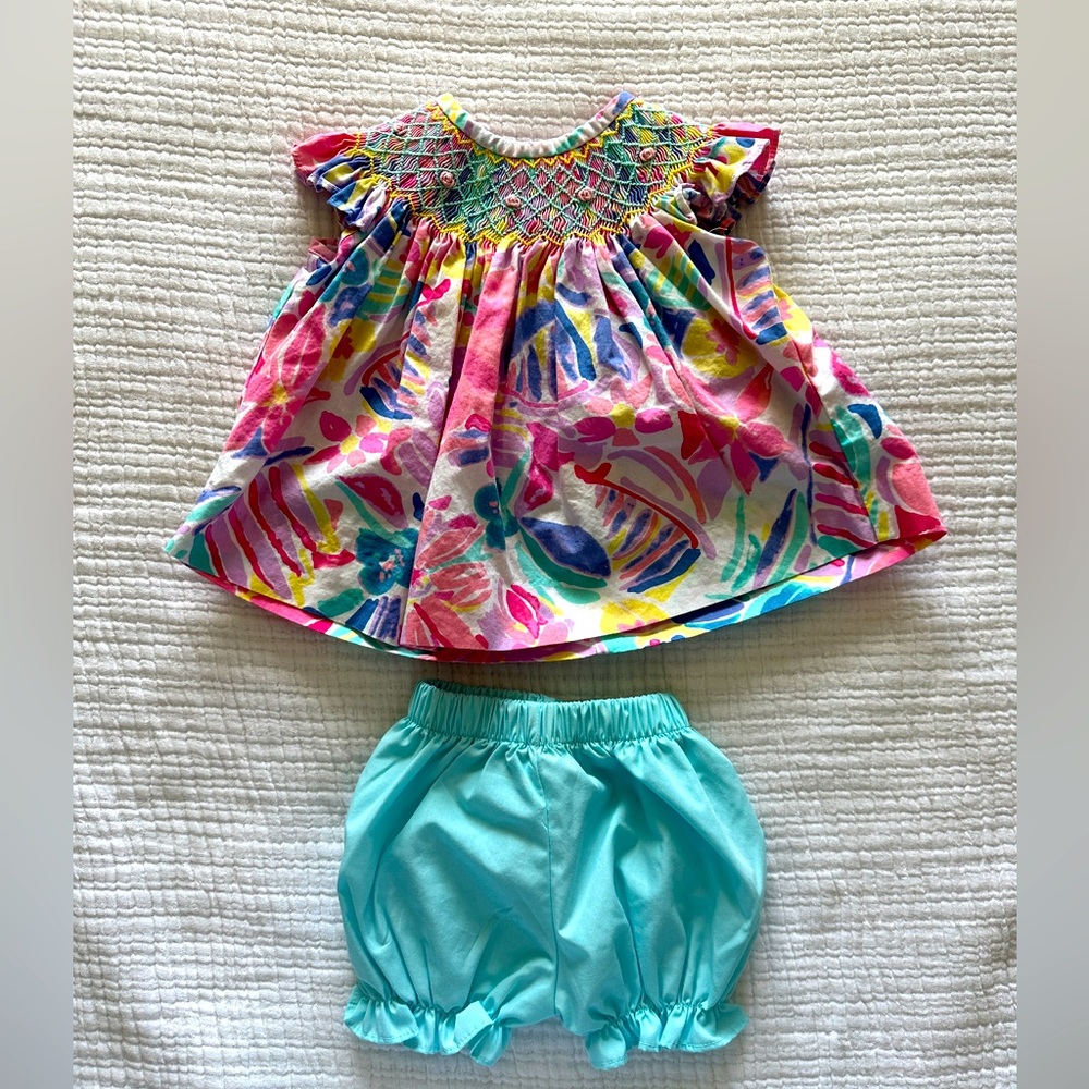Stitchy Fish Smocked Bloomer Set